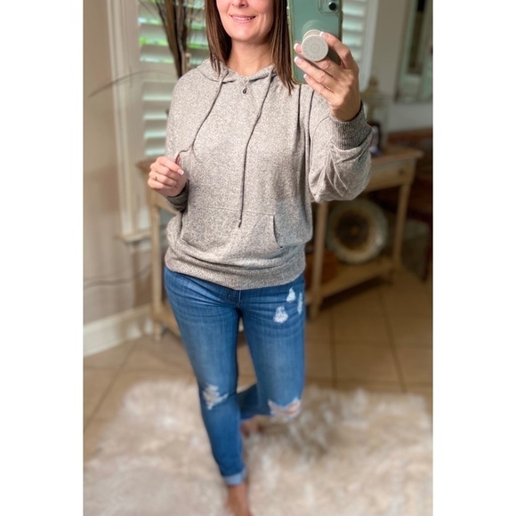 ⭐️Plush Drawstring Brushed Hacci Knit Hoodie 0919 - Picture 2 of 8